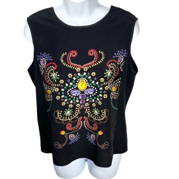WAYF Jewel Print Sleeveless Blouse Medium - Picture 2 of 3